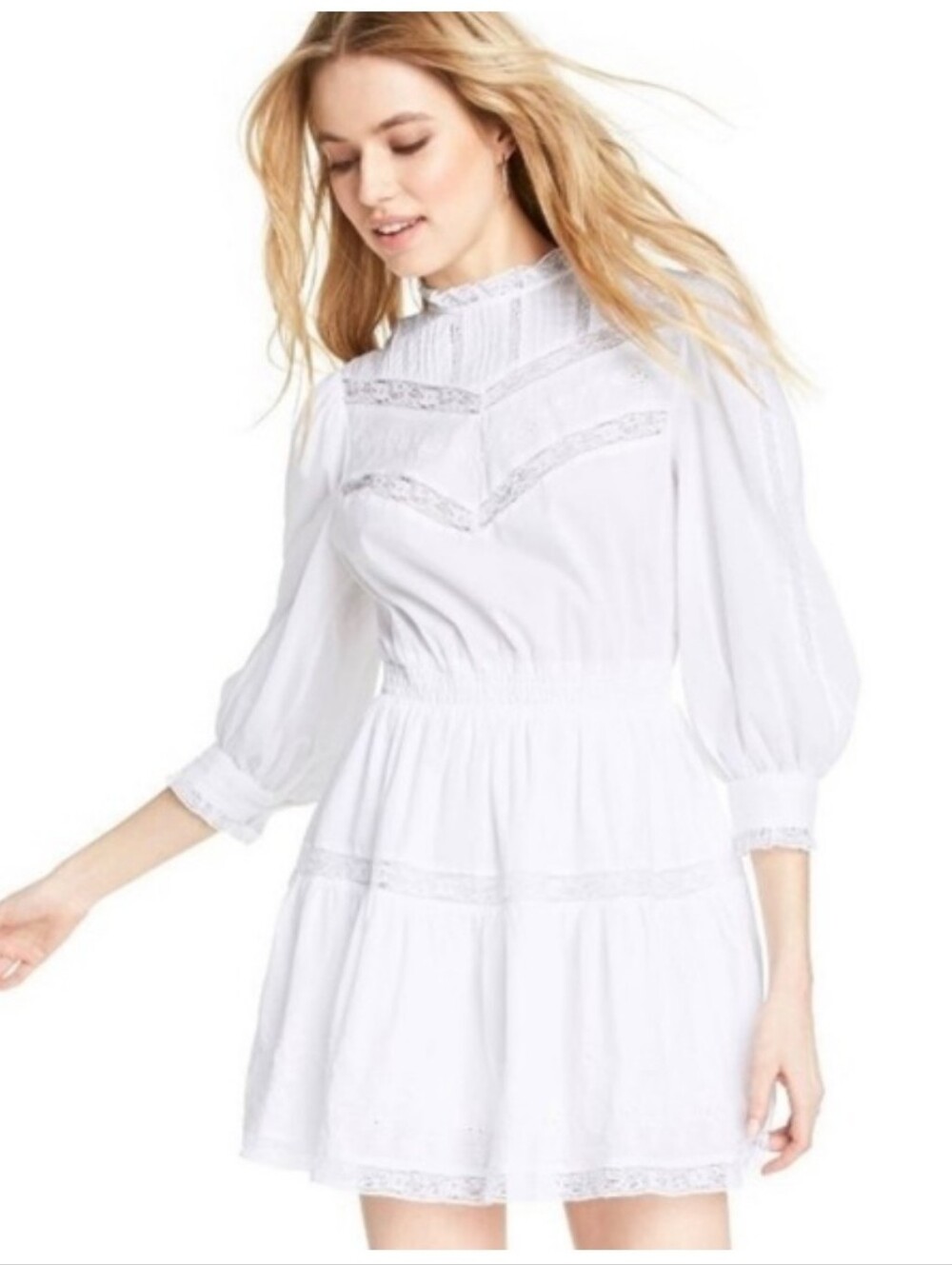 LoveShackFancy White Eyelet Lace Mini Dress